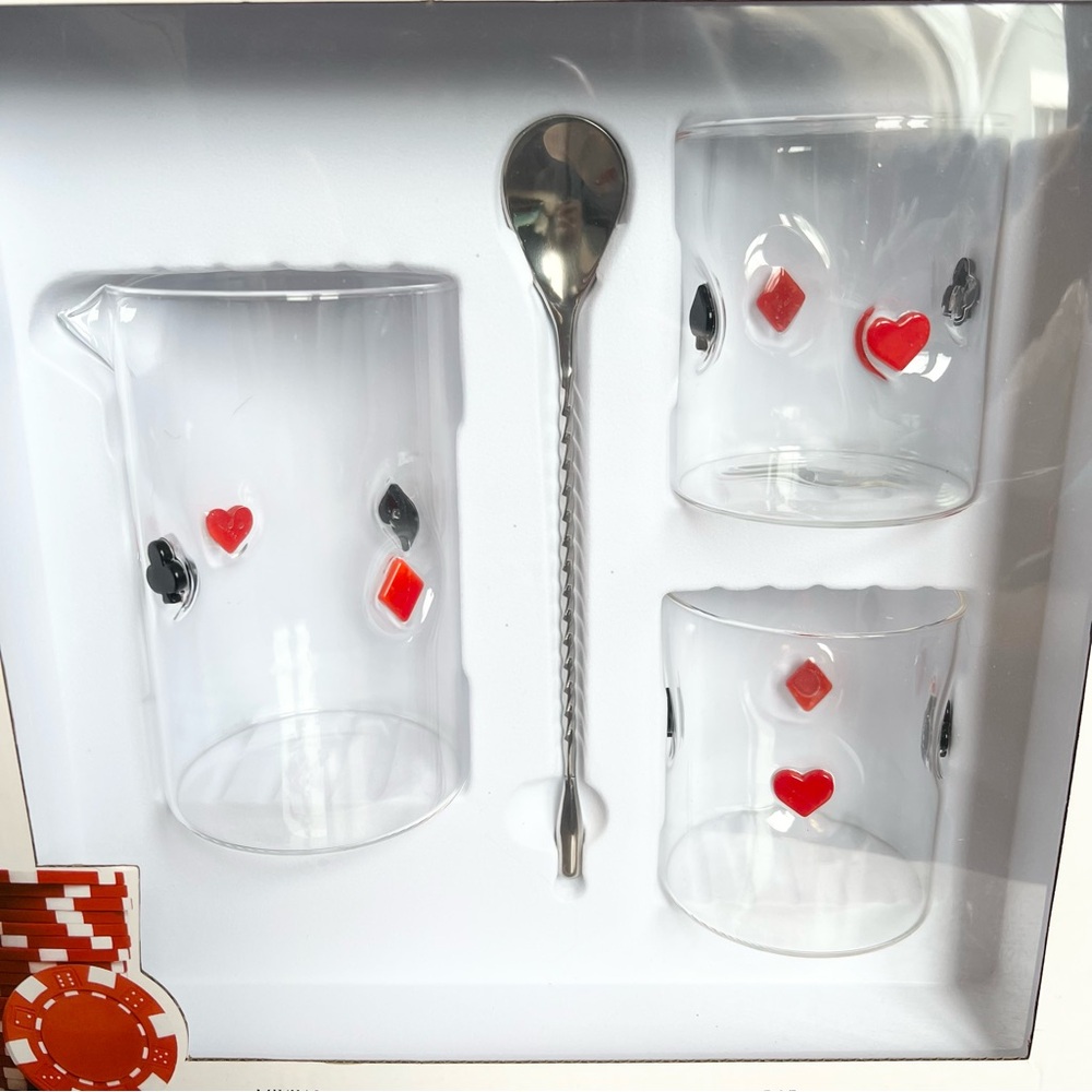 Poker Cocktail Set with Glasses and Spoon - Picture 2 of 3